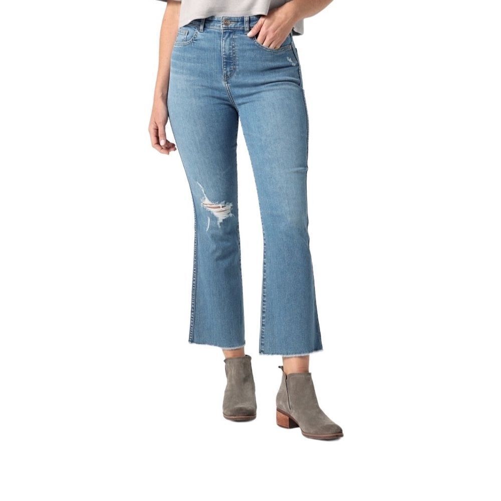 Lee Heritage Light Wash High-Rise Distressed Kick Flare Jeans Size 18M